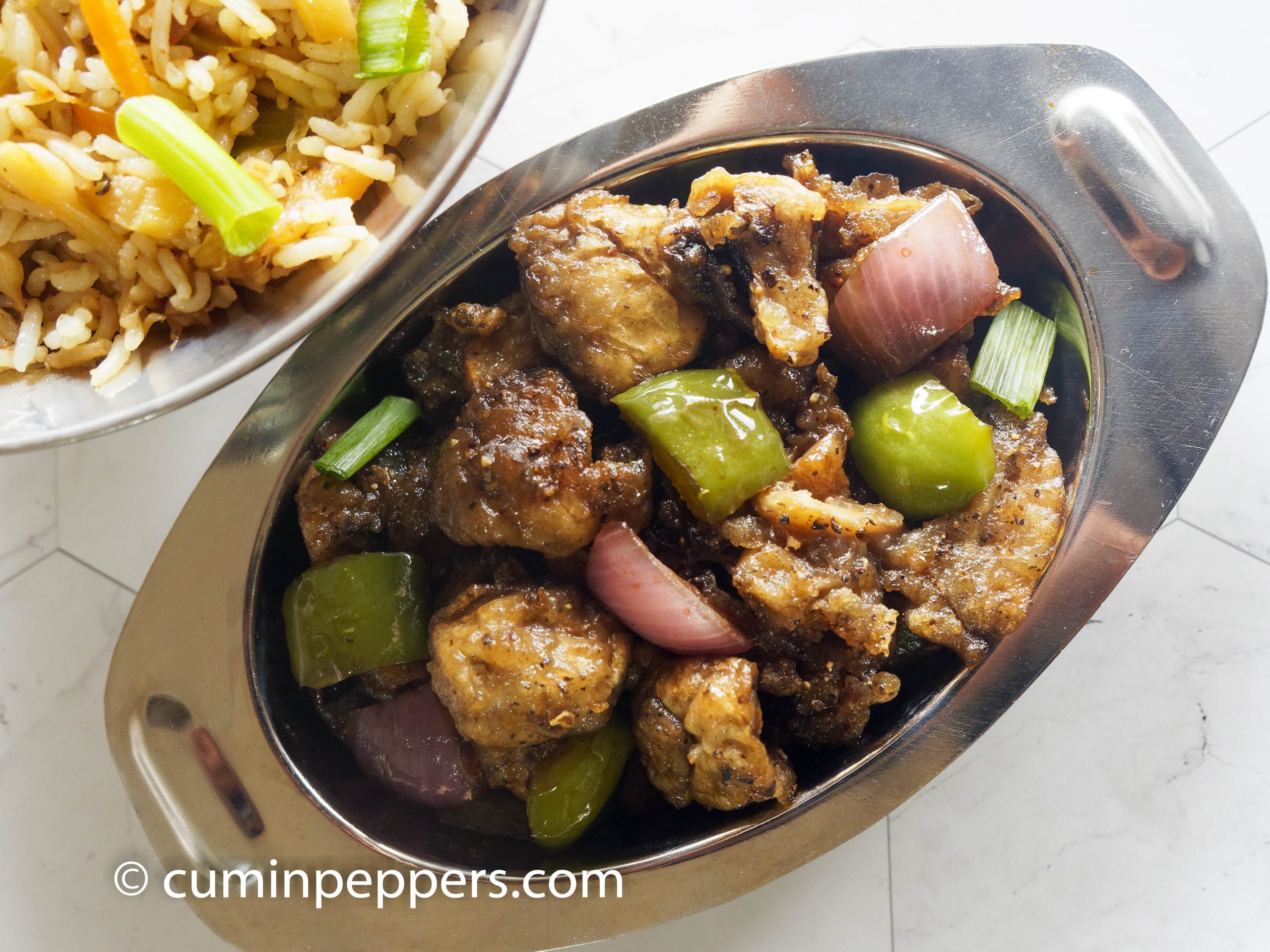mushroom recipe | chinese mushroom pepper fry - CuminPeppers